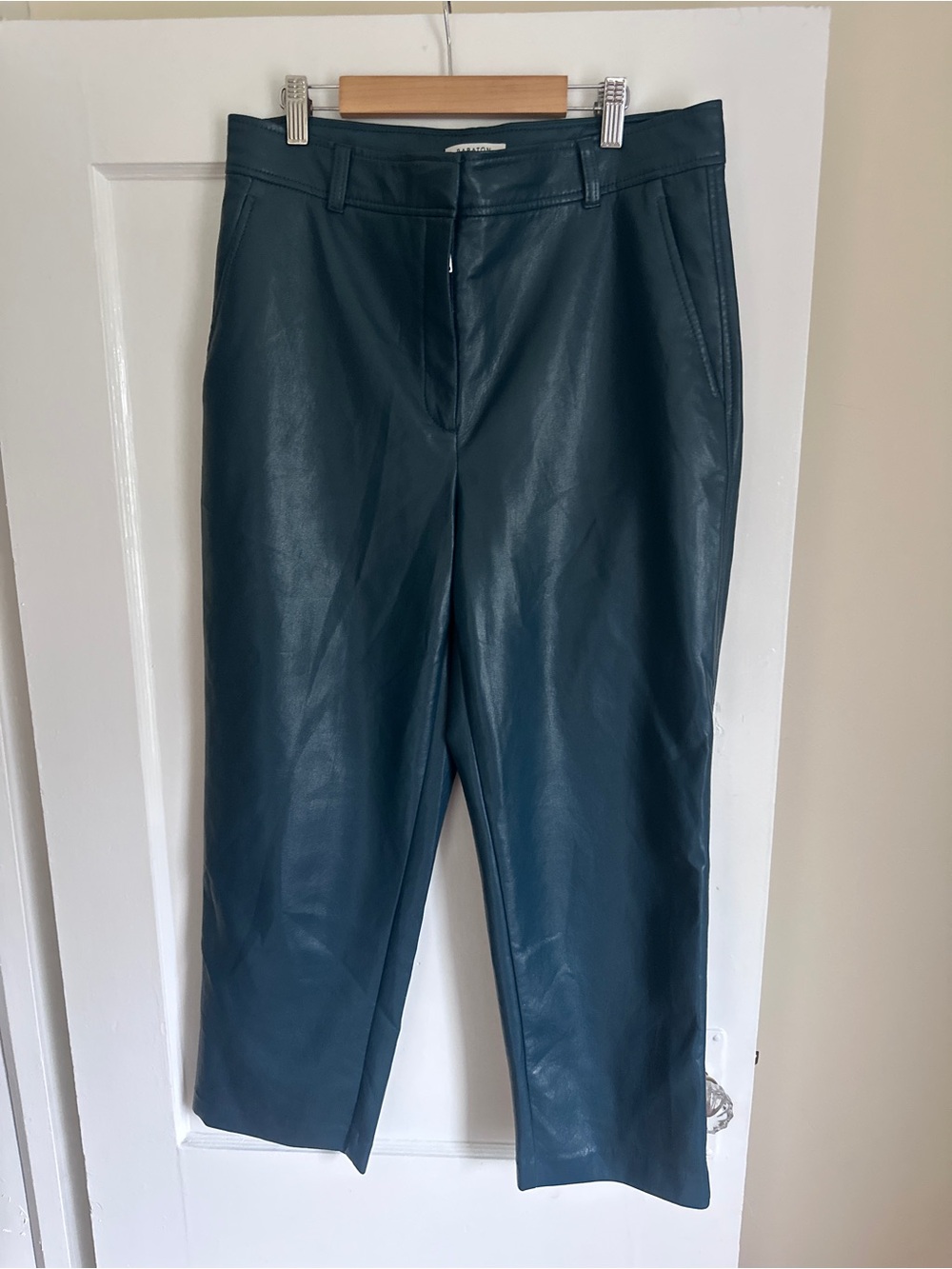 Aritzia Babaton Teal Faux Leather Capri Pants Size 12